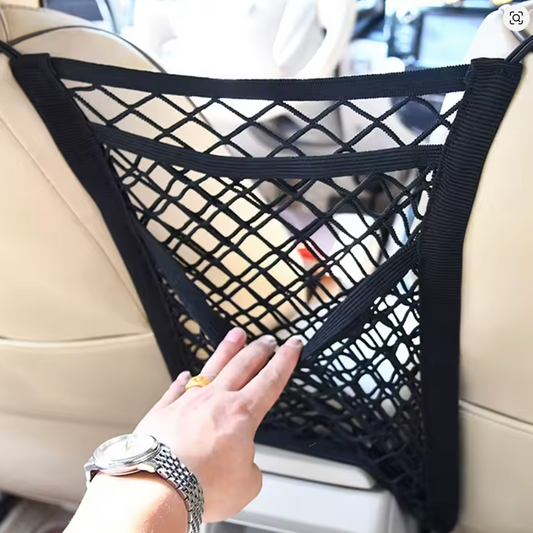 Bolsa de red de almacenamiento para coche entre asientos, divisor de coche, barrera para mascotas, bolsa de malla elástica, organizador, accesorios para automóvil