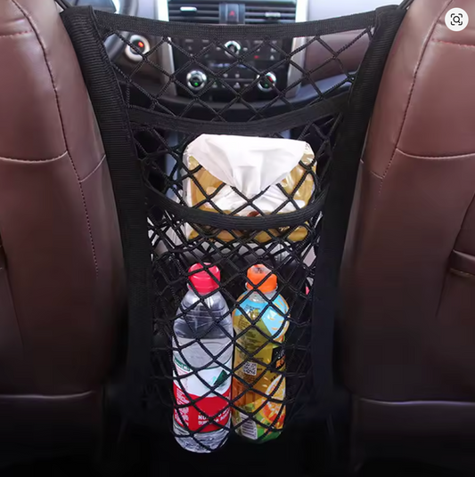 Bolsa de red de almacenamiento para coche entre asientos, divisor de coche, barrera para mascotas, bolsa de malla elástica, organizador, accesorios para automóvil